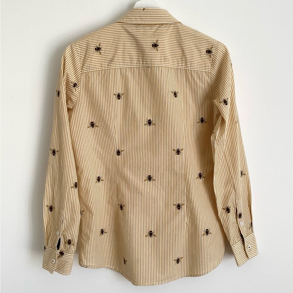 Joules shirt 8 cotton classic fit long sleeved bee print blouse yellow striped - Picture 8 of 12